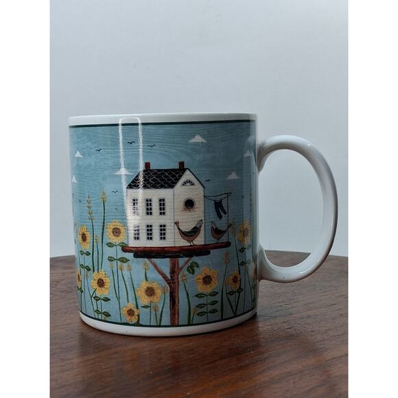 Vintage Warren Kimble Sakura Birdhouse Coffee / Tea Mug Cup - Picture 2 of 8